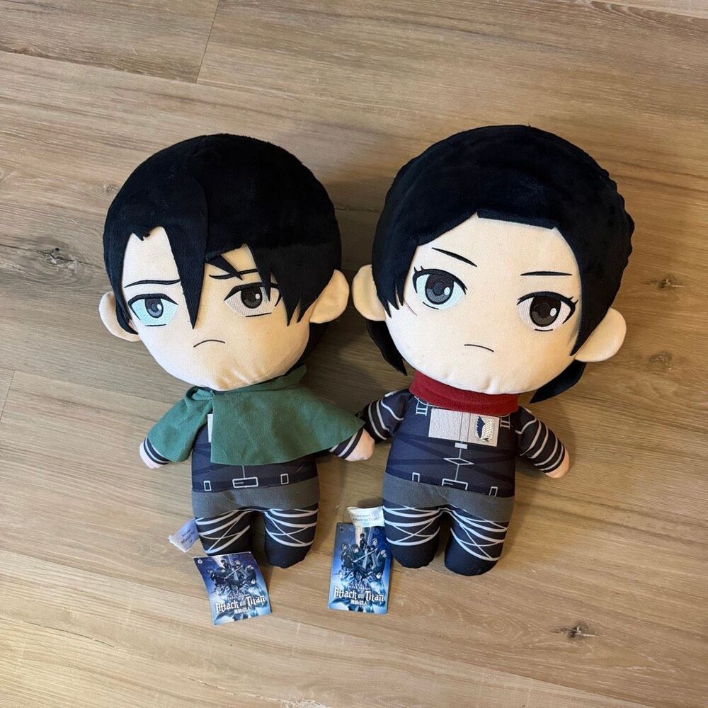 New Attack On Titan Levi & Mikasa Plush Dolls Stuffed Toys Anime AOT 17” Action